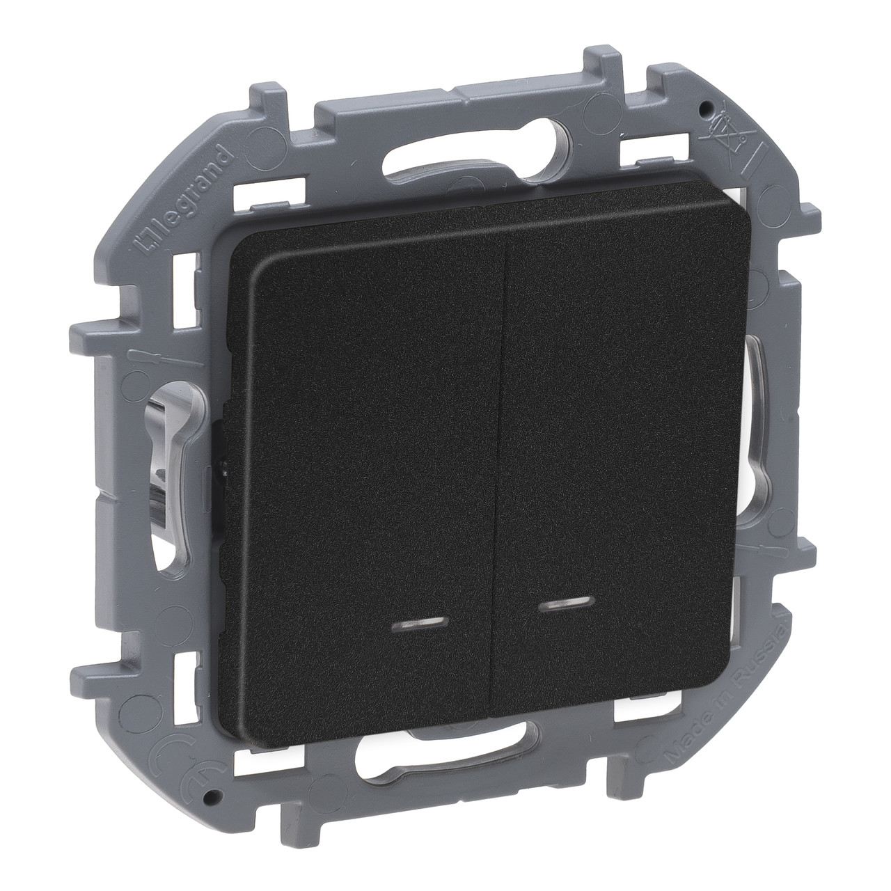 Выключатель двухклавишный с подсветкой INSPIRIA, антрацит /673633 ...