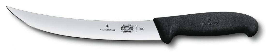 Нож кухонный Victorinox Fibrox (5.7203.20) стальной разделочный лезв.200мм прямая заточка черный
