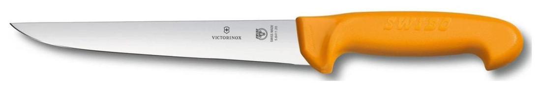Нож кухонный Victorinox Sticking (5.8411.18) стальной разделочный для мяса лезв.180мм прямая заточка желтый
