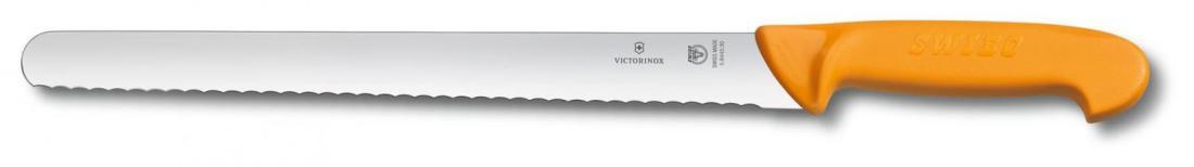 Нож кухонный Victorinox Swibo (5.8443.30) стальной универсальный лезв.300мм серрейт. заточка желтый