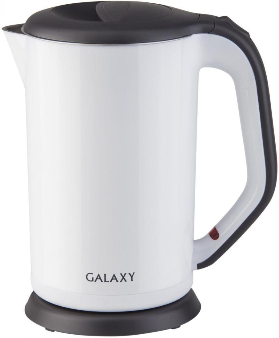 Чайник электрический Galaxy GL 0318 1.7л. 2000Вт белый/черный (корпус: нержавеющая сталь/пластик)