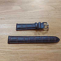 Коричневый Ремешок "Croco" на наручные часы 18 мм. Экокожа. Ремешки. Рассрочка. Kaspi RED