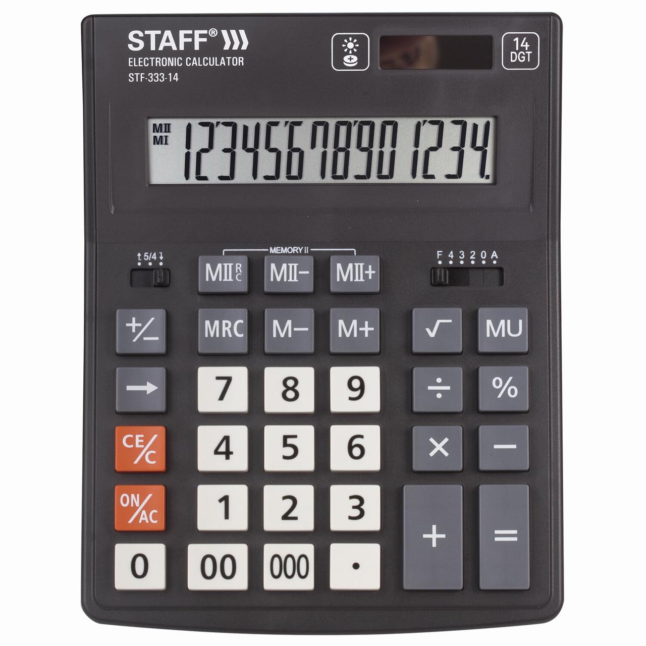 Калькулятор настольный STAFF PLUS STF-333 (200x154 мм), 14 разрядов, двойное питание - фото 2 - id-p105038043