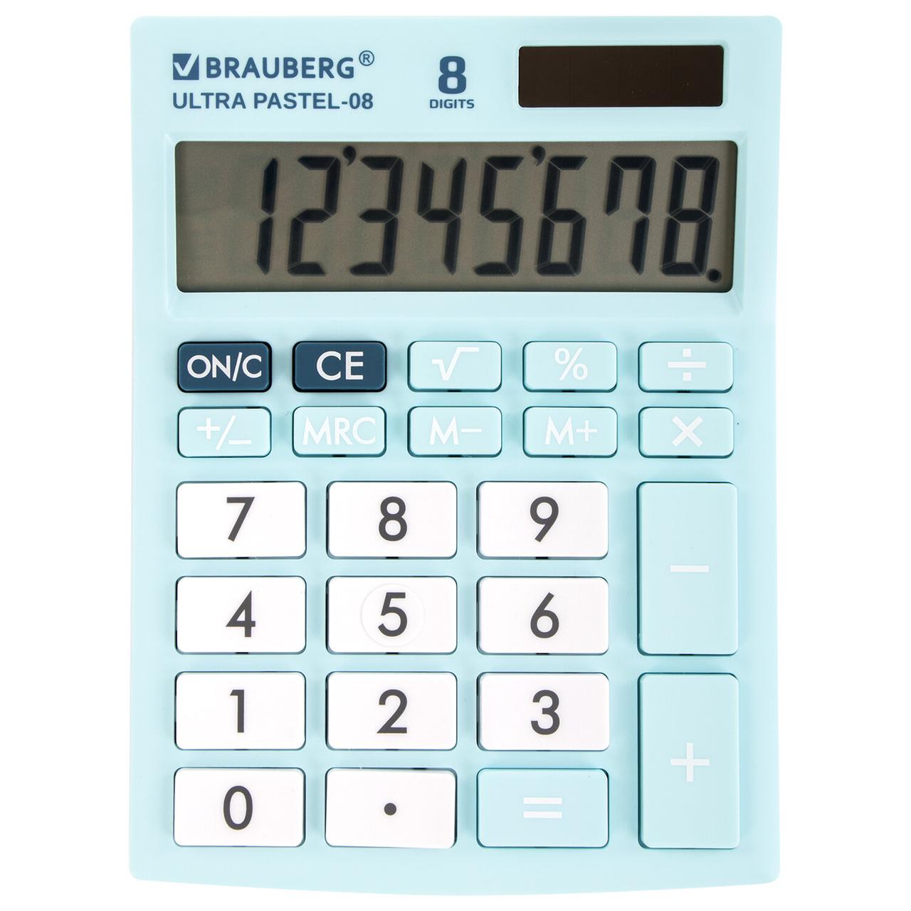 Калькулятор настольный BRAUBERG ULTRA PASTEL-08-LB, КОМПАКТНЫЙ (154x115 мм), 8 разрядов, двойное питание, - фото 6 - id-p105038334