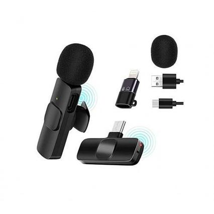 Универсальный петличный микрофон K9 (2 микр), беспроводной, iPhone/Android