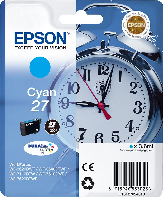 Картридж Epson DURABrite Ultra T2702 Cyan для WorkForce WF-7110/WF-7610/WF-7620 C13T27024022, фото 1