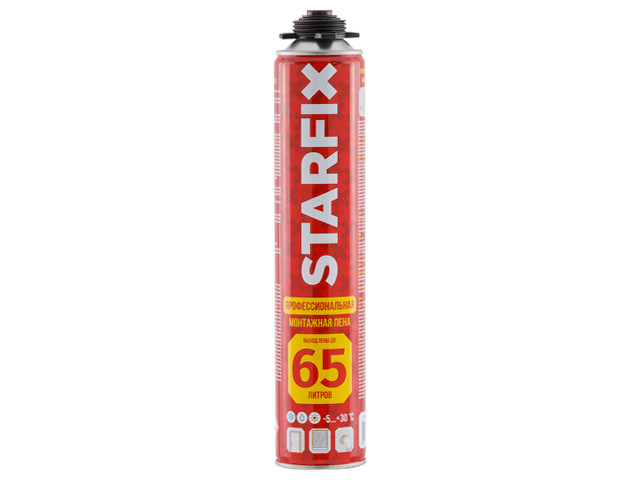 Пена монтажная профессиональная всесезонная STARFIX Foam Pro 65 (850мл) (Выход пены до 65 литров) (STARFIX) - фото 1 - id-p105039388