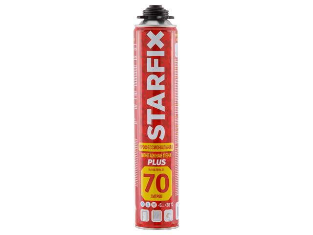 Пена монтажная профессиональная всесезонная STARFIX Foam Pro Plus 70 (890мл) (Выход пены до 70 литров) - фото 1 - id-p105039389