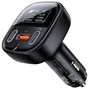 Автомобильное зарядное устройство ACEFAST B5 101W 2C+A metal car charger с умным OLED дисплеем. Цвет: черный