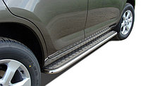 Пороги с накладным листом d53 ПапаТюнинг для Toyota RAV 4 2006 – 2009