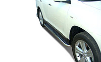 Пороги с накладным листом d60 ПапаТюнинг для Toyota Highlander 2 рестайлинг 2010-2014