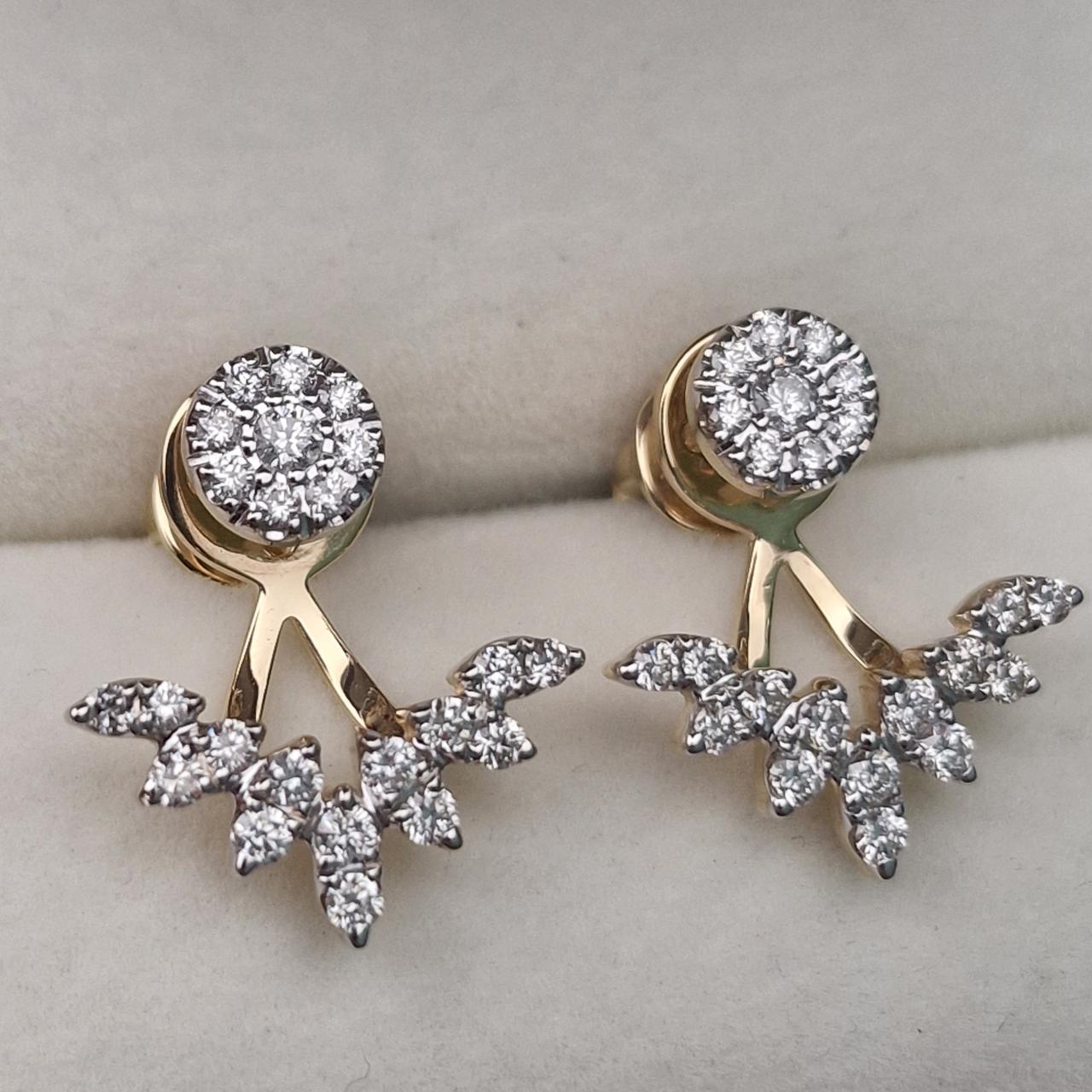 Золотые серьги с бриллиантами 0.81Ct VS1/H, VG-Cut