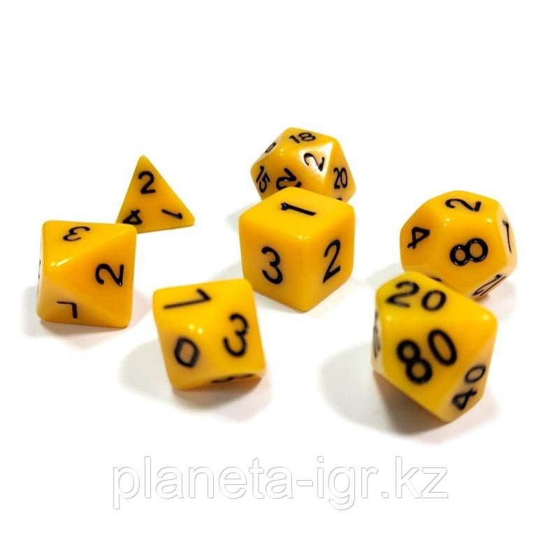 Набор кубиков: Желтые 7 шт. (Dungeons and Dragons, ДнД) | Единорог - фото 1 - id-p67645447