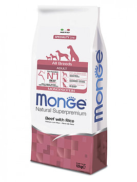 Monge (Монже) Сухой корм для собак всех пород, Говядина с рисом