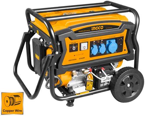 INGCO Генератор бензиновый 6.5кВт INDUSTRIAL/Номин. напряжение: 220-240В/В комплекте вспомогательные ручки и
