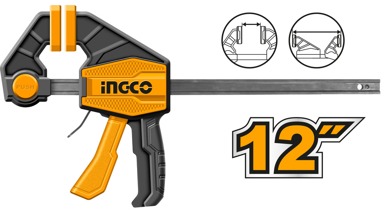 INGCO Струбцина быстрозажимная/Размер: 63х300мм/ Сила сжатия 60кгс/INDUSTRIAL - фото 1 - id-p105051665