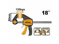 INGCO Струбцина быстрозажимная/Размер: 80х450мм/ Сила сжатия 350кгс/INDUSTRIAL