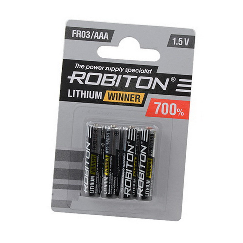 Батарейка литиевая Robiton Winner, AAA, R-FR03-BL4, 1.5В, блистер, цена за 1 шт.