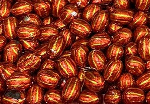 Шоколадные яйца ОРАНЖЕВЫЕ с полоской 1кг (на вес)