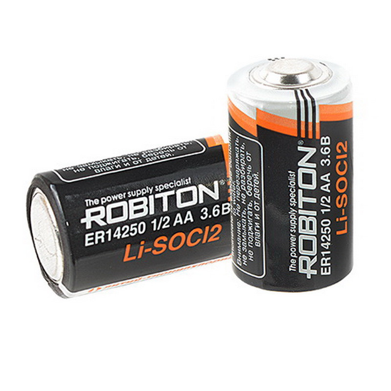 Батарейка литий-тионилхлоридная ER14250 1/2AA Robiton 3,6 В номинальная емкость 1300 мАч, без аксиальных