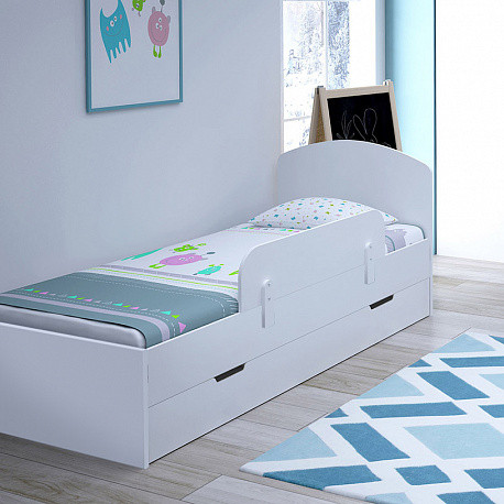 Кровать детская Polini kids Basic с ящиком, белый - фото 1 - id-p105083415