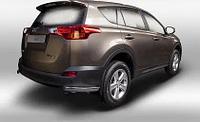Защита заднего бампера уголки 75x42 овал для Toyota RAV-4 2013-2015