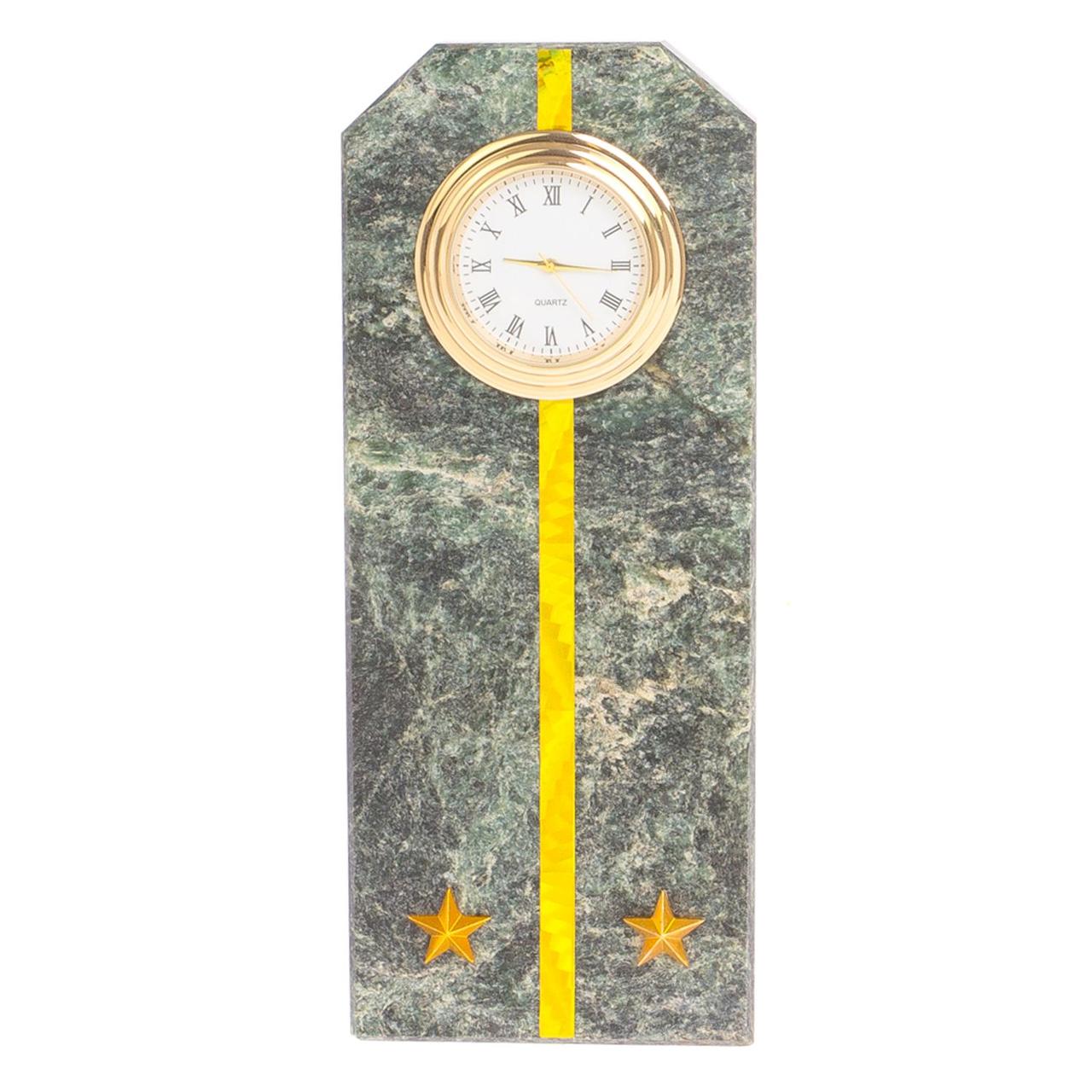 Настольные часы "Погон лейтенант ФТС" камень змеевик - оригинальный подарок таможеннику - фото 2 - id-p94942826