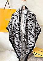 Платок женский брендовый, из кашемира и шёлка, с логотипами.