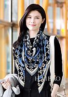 Платок женский брендовый, из кашемира и шёлка, с принтом клетка.