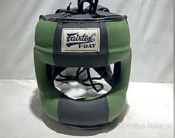 Шлем для бокса с бампером Fairtex F-Day( Цвет зеленый ) натуральная кожа