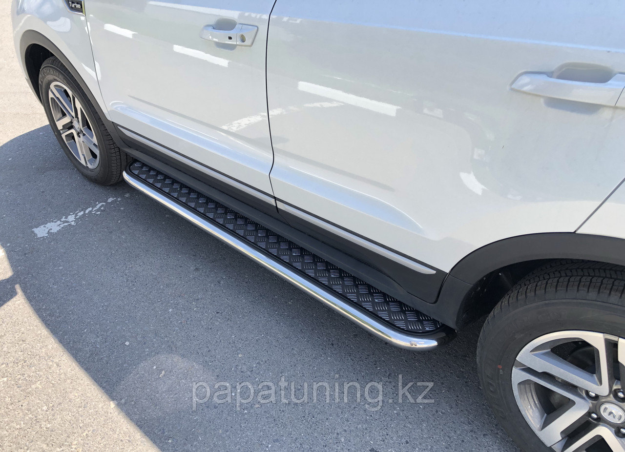 Пороги с накладным листом d53 ПапаТюнинг для Changan CS55 2018-, фото 1