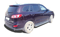 Пороги с накладным листом d53 ПапаТюнинг для Hyundai Santa Fe 2010-2012