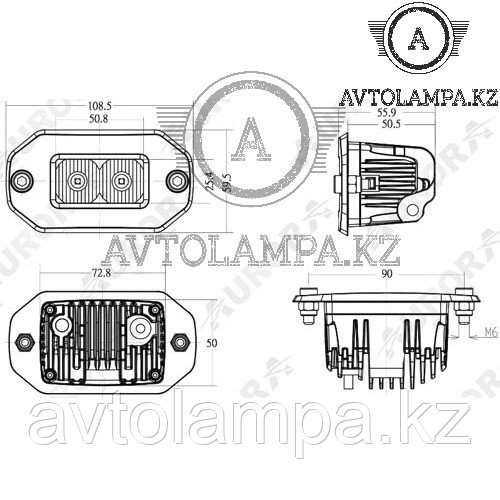 Светодиодный врезная фара заливающего света Aurora ALO-E-L-2-E13T Ближний свет, рабочее освещение,1шт - фото 3 - id-p105091578