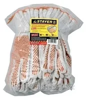 Перчатки STAYER «МASTER» трикотажные, 7 класс, х/б, с защитой от скольжения, L-XL, 10пар цену уточняйте