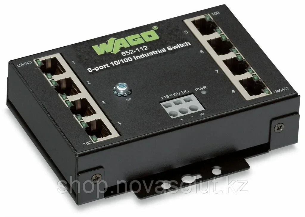 Промышленный эко-коммутатор; 8 портов 100Base-TX; черный WAGO 852-112 - фото 1 - id-p105094690
