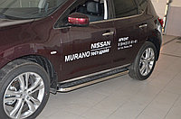 Пороги с накладным листом d53 ПапаТюнинг для Nissan Murano 2014-2016
