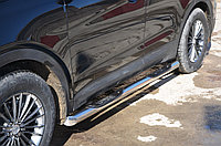 Пороги труба с проступью d76 ПапаТюнинг для Hyundai Santa Fe 2010-2012