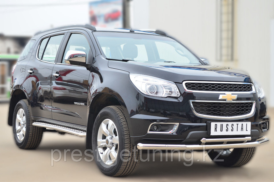 Пороги труба d42 с листом(лист алюм.проф.нерж)(вариант1) Chevrolet Trailblazer 2012-2016 - фото 4 - id-p105095791