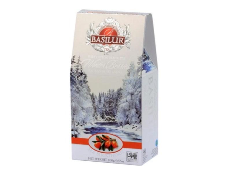 Чай черный листовой Basilur - Зимние ягоды облепиха, в коробке 100 г