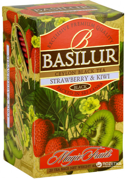 Чай чёрный пакетированный Basilur - Волшебные фрукты Клубника и киви Strawberry and Kiwi, 20 пак