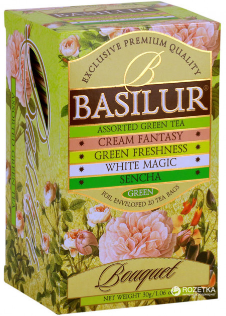 Чай зелёный пакетированный Basilur - Букет Ассорти Assorted, 20 пак