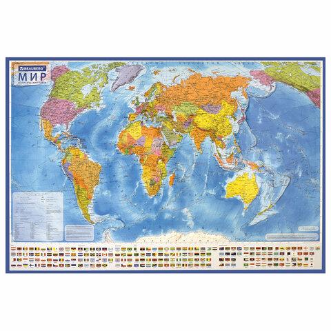 Карта мира политическая 117х80 см, 1:28М, с ламинацией, интерактивная, европодвес, BRAUBERG - фото 5 - id-p105096020