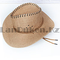 Шляпа ковбоя плетеная песочного цвета
