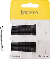 Невидимки для волос Harizma h10534-15, волнистые черные, 50 мм, 24 шт.