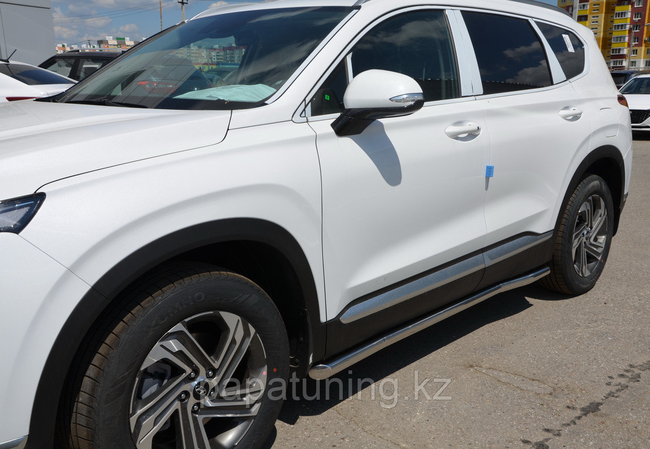 Защита порога труба d60 ПапаТюнинг для Hyundai Santa Fe 2021-