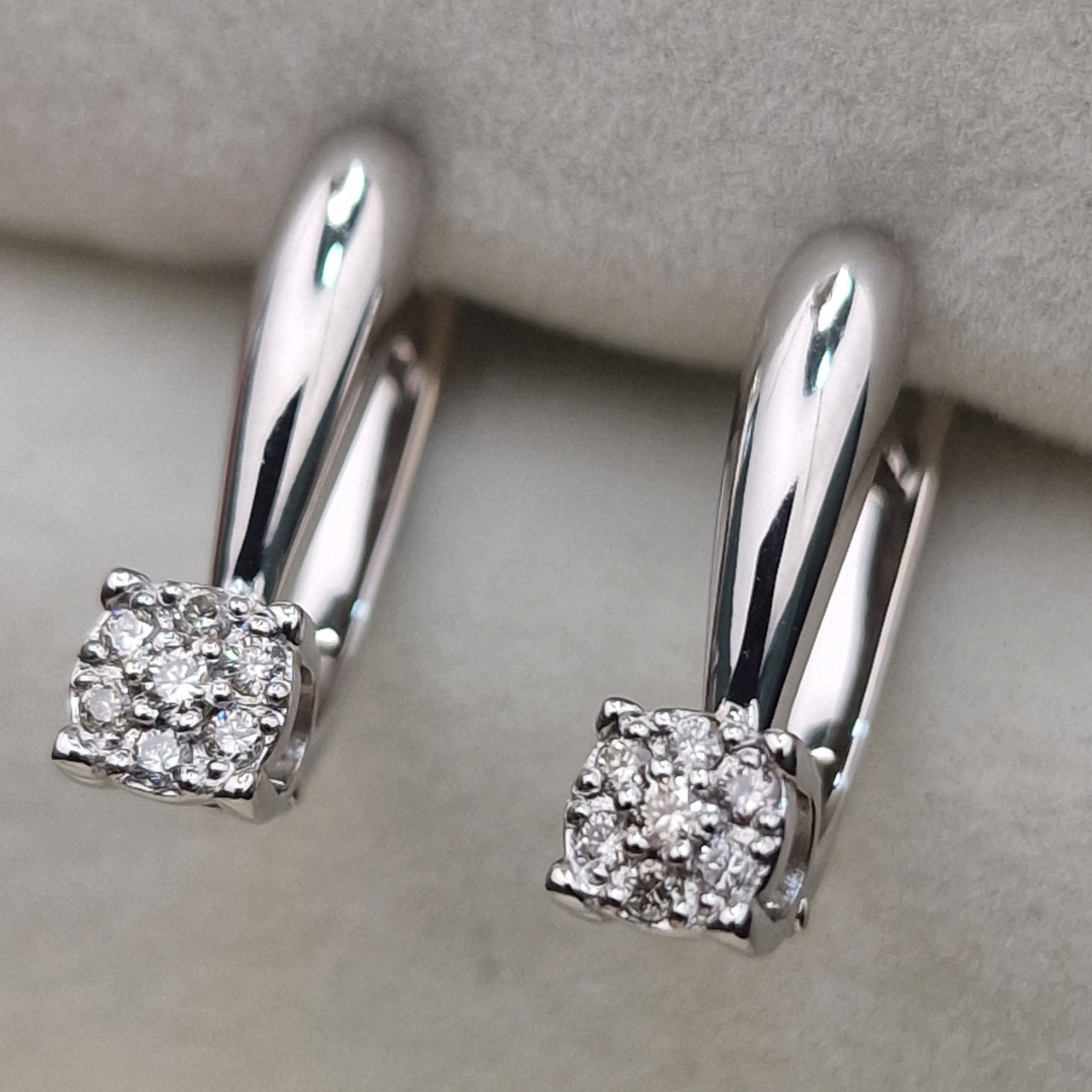 Золотые серьги с бриллиантами 0.14Ct VS2/I, VG-Cut