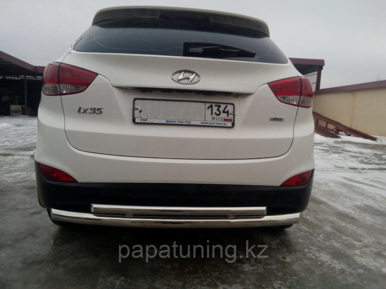 Защита заднего бампера двойная d60/42 ПапаТюнинг для Hyundai IX 35 2010-2015, фото 1