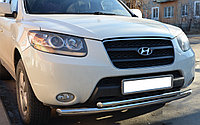 Защита переднего бампера двойная d 60/42 ПапаТюнинг для Hyundai Santa Fe 2006-2010