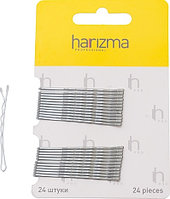 Невидимки для волос Harizma h10534-17, волнистые серебристые, 50 мм, 24 шт.