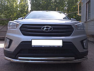 Защита переднего бампера двойная d60/42 ПапаТюнинг для Hyundai Creta 2016-2021